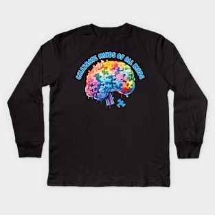 Celebrate MINDS of all kinds Autism Awareness Gift for Birthday, Mother's Day, Thanksgiving, Christmas Kids Long Sleeve T-Shirt